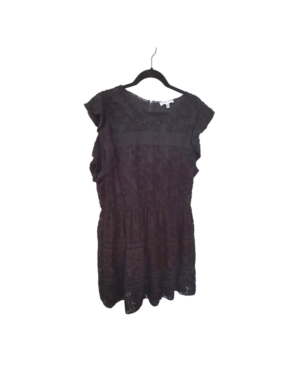 Gibson Latimer Floral Textured Midi Dress Black XXL Flutter Sleeve